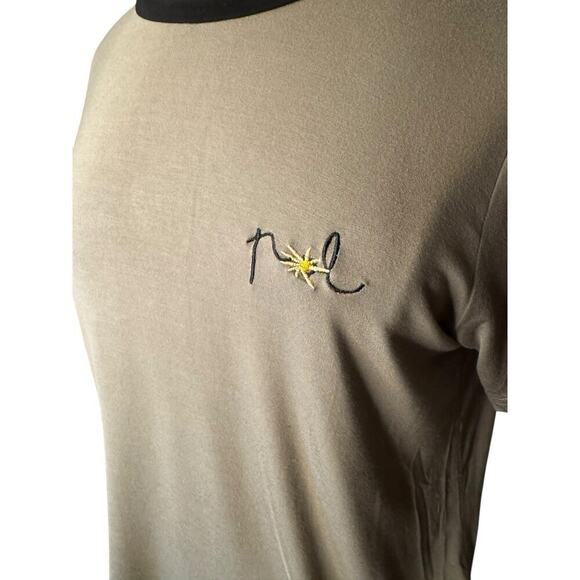 POL NEW Short Sleeve Embroidered Tee Small Olive Green Black Trim T-shirt - Picture 3 of 7